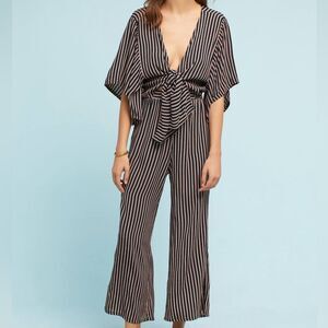 Faithfull the Brand Tilos Tie-Front Wide-Leg Jumpsuit San Marino Stripe AUS 10
